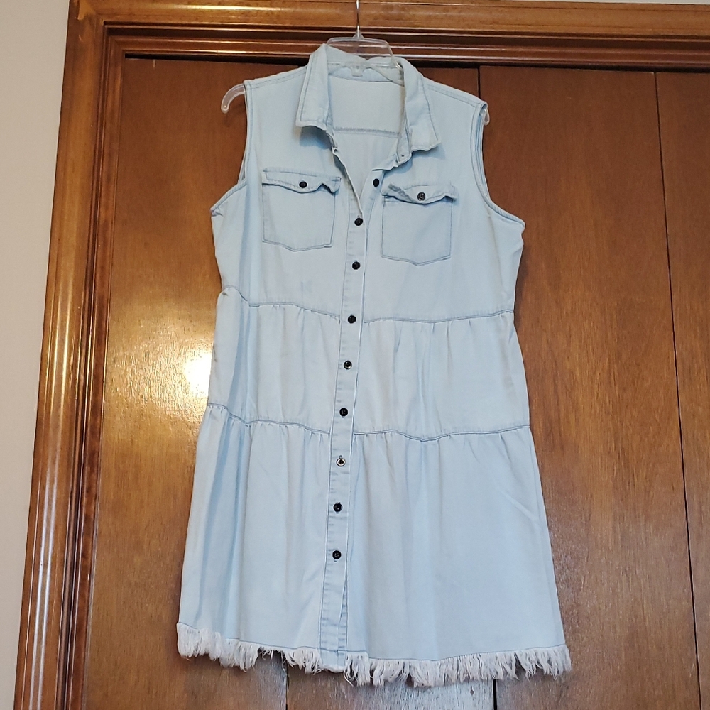 Light Blue Button-Down Jean Dress
